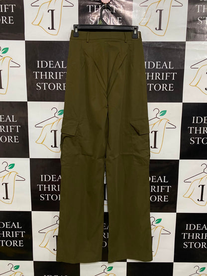 PRETTYLITTLE THING |S| WAIST 25| A39| OLIVE GREEN HIGH-WAISTED MULTI-POCKET UTILITY CARGO TROUSERS