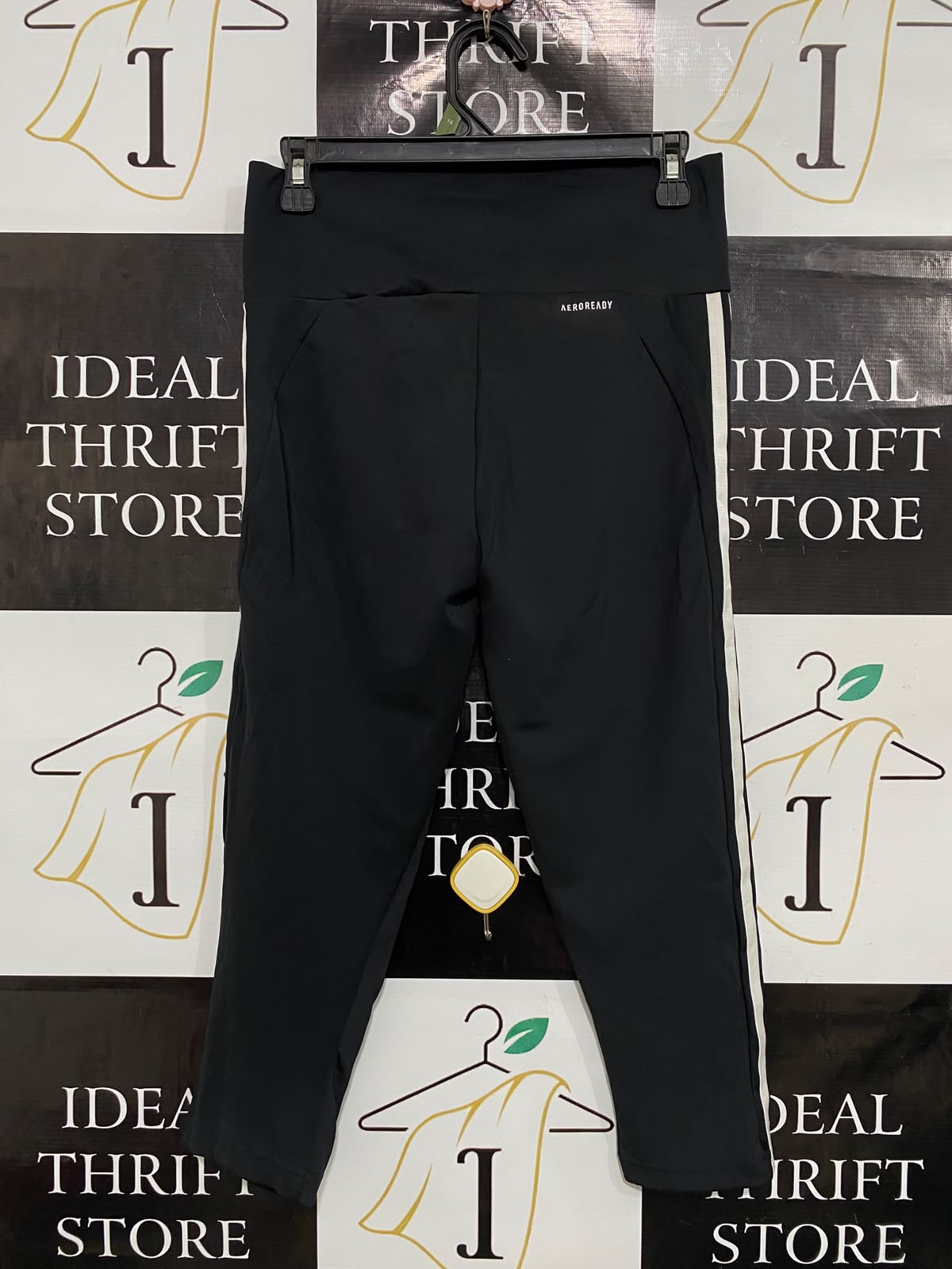 ADIDAS |M| WAIST 28| A39| BLACK & WHITE 3-STRIPE CROPPED PERFORMANCE LEGGINGS