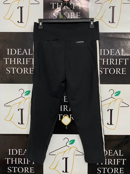 ADIDAS |M| WAIST 28| A39| BLACK & WHITE 3-STRIPE CROPPED PERFORMANCE LEGGINGS