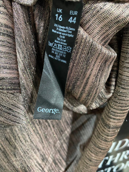 GEORGE |M| BUST 18| A39| TAUPE & BROWN MELE OPEN-FRONT DRAPE CARDIGAN