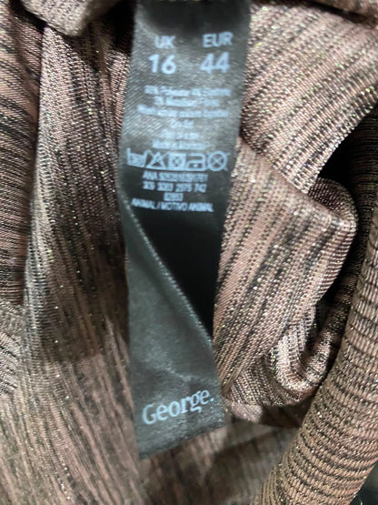 GEORGE |M| BUST 18| A39| TAUPE & BROWN MELE OPEN-FRONT DRAPE CARDIGAN