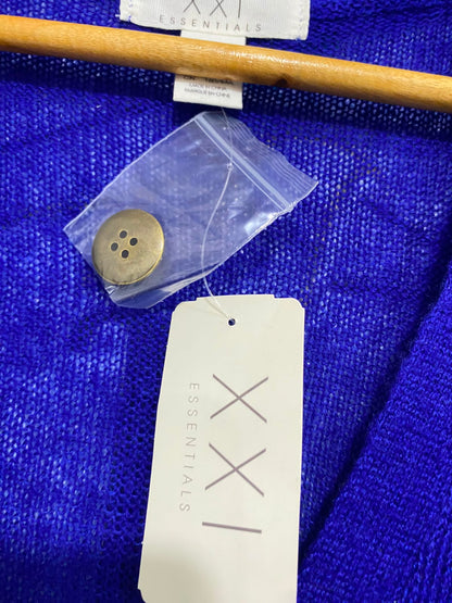 ESSENTIALS |S| BUST 15| A39| ROYAL BLUE BUTTON-UP KNIT CARDIGAN