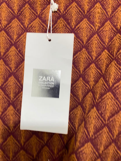 ZARA |L| BUST FREE| A39| RUST & MUSTARD GEOMETRIC PATTERNED ASYMMETRICAL DRAPE PEPLUM TOP