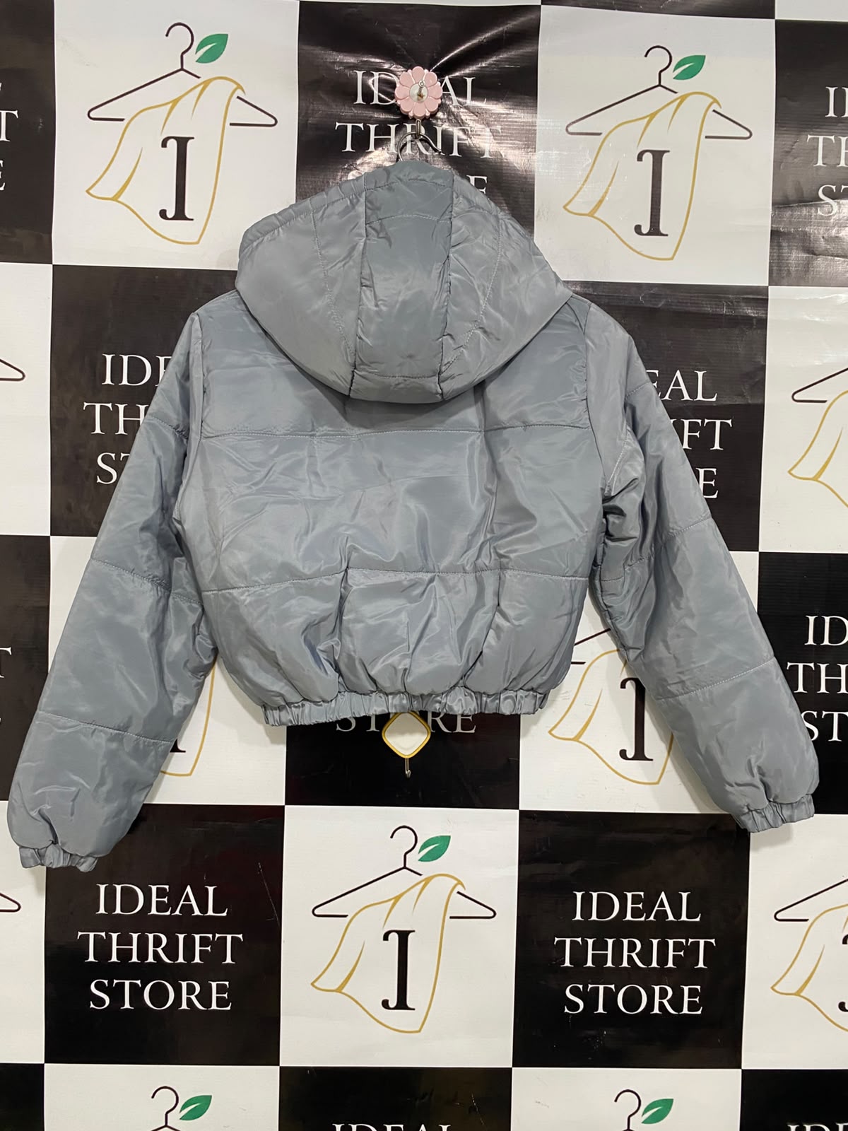 BOOHOO |S| BUST 19| A39| ICE BLUE CROPPED PUFFER JACKET WITH HOOD
