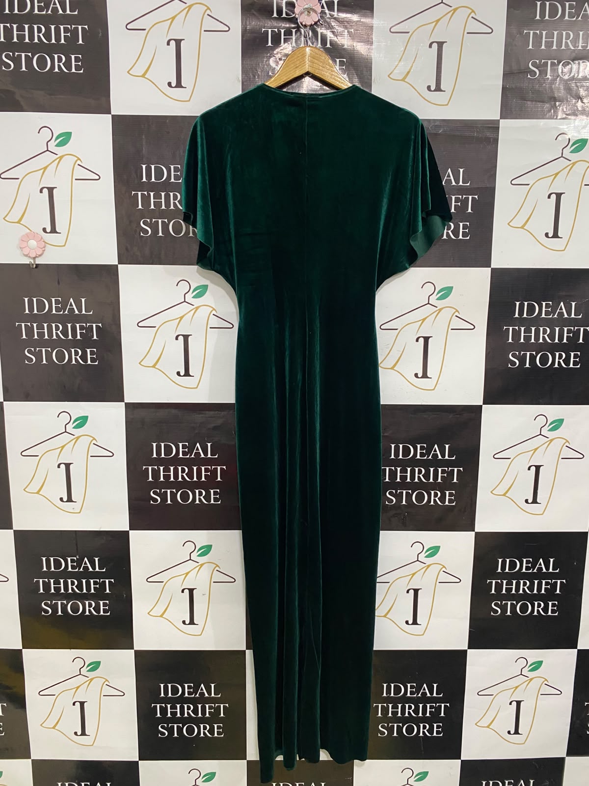 GEORGE |M| BUST FREE| A39| EMERALD GREEN VELVET KNOT-FRONT WIDE-LEG JUMPSUIT