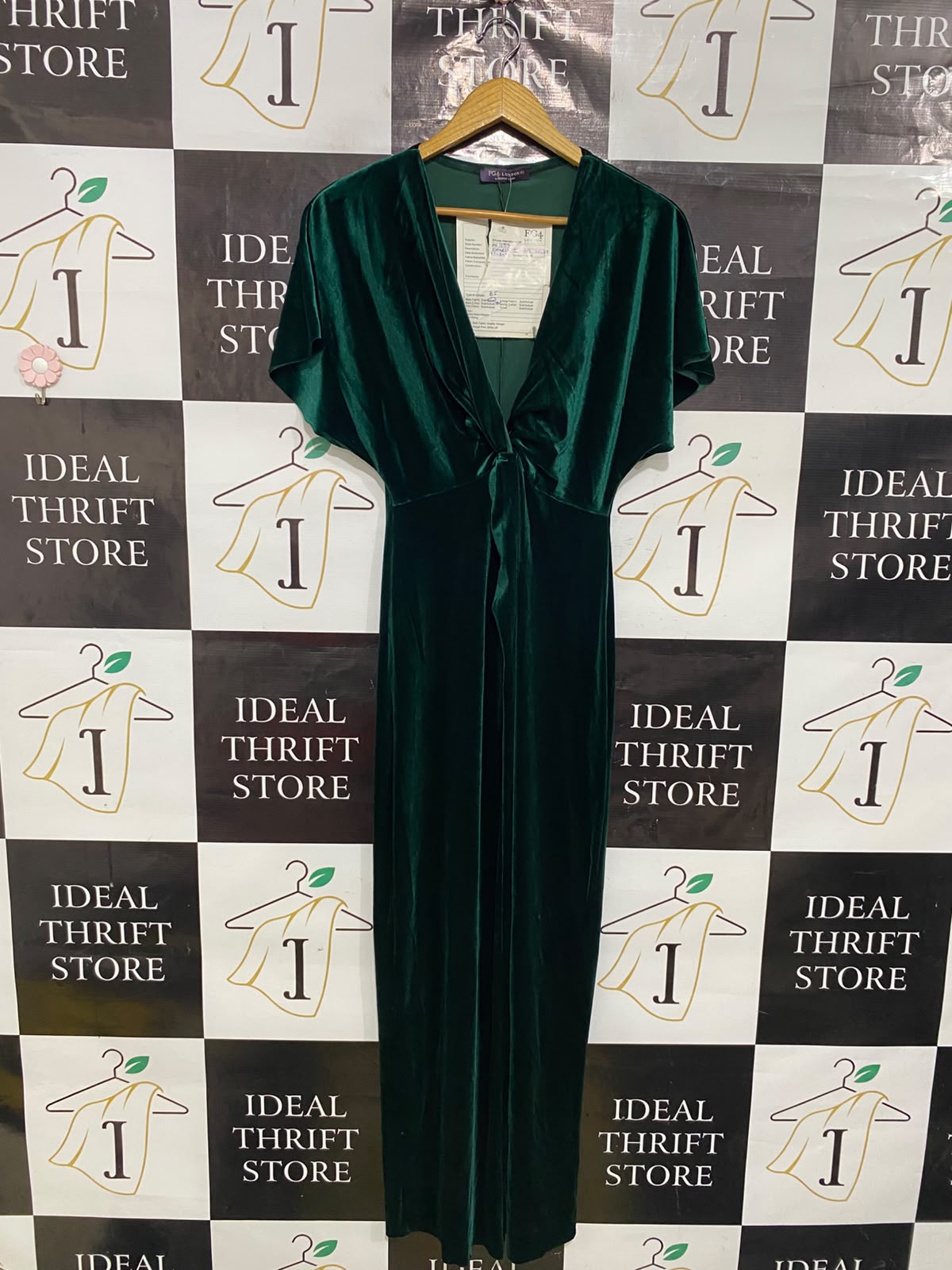 GEORGE |M| BUST FREE| A39| EMERALD GREEN VELVET KNOT-FRONT WIDE-LEG JUMPSUIT