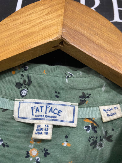 FAT FACE |M| BUST 18| A39| SAGE GREEN FLORAL UTILITY SHIRT MIDI DRESS