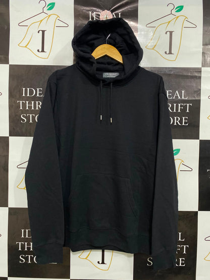 PRIMARK CARES |L| BUST 22| A39| BLACK PULLOVER HOODED SWEATSHIRT
