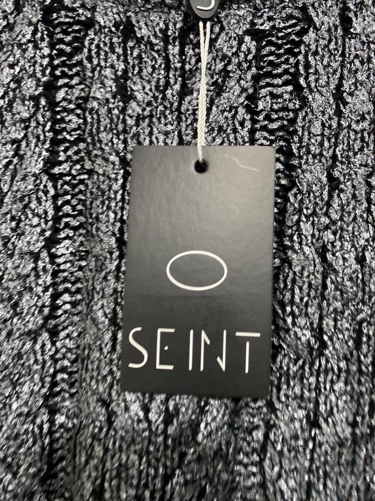 SEINT |M| BUST 22| A39| METALLIC GREY CABLE-KNIT CREWNECK SWEATER