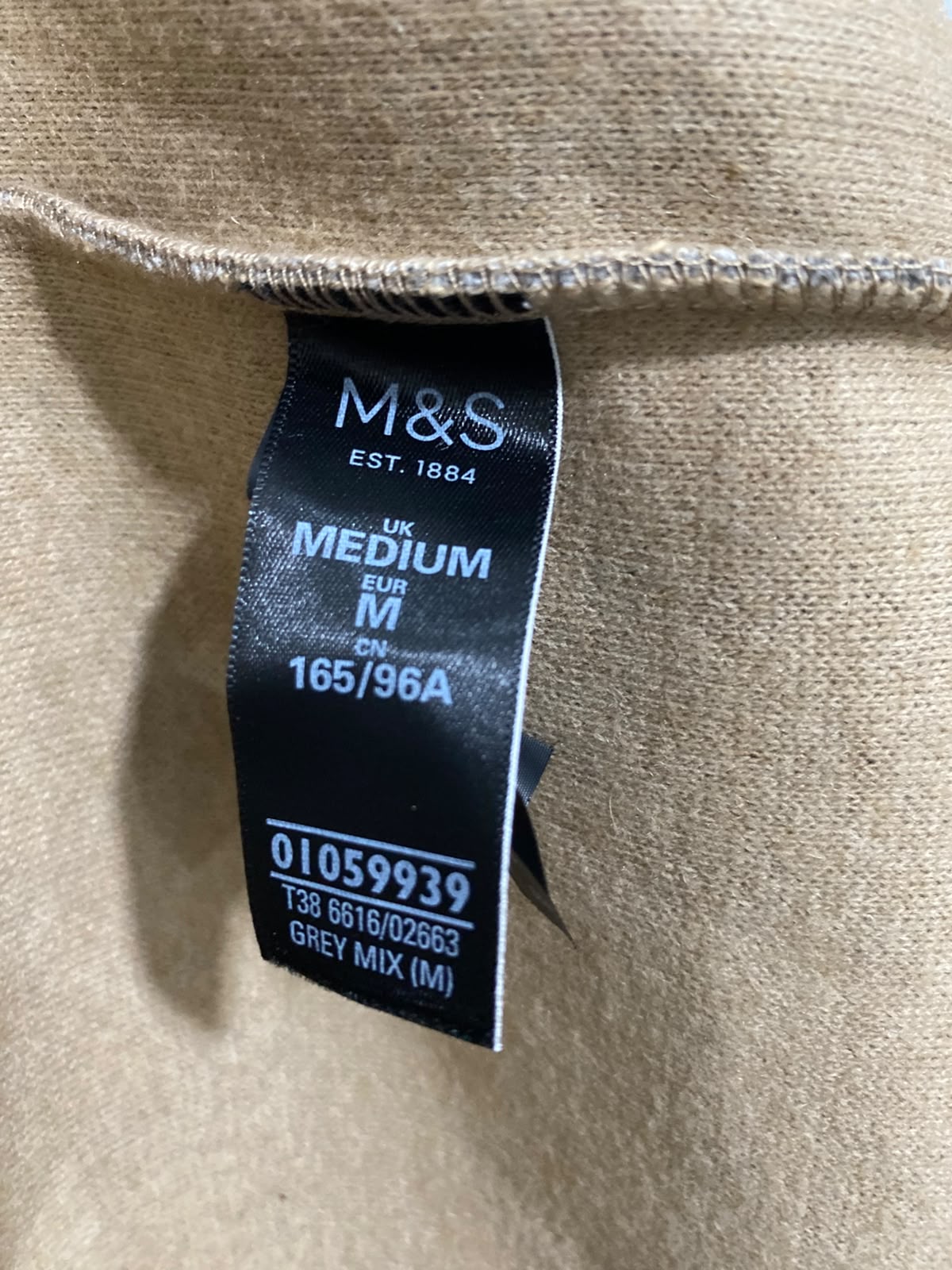 M&S |M| BUST 19| A39| GREY & CAMEL COLORBLOCK OPEN-FRONT LONG CARDIGAN COAT