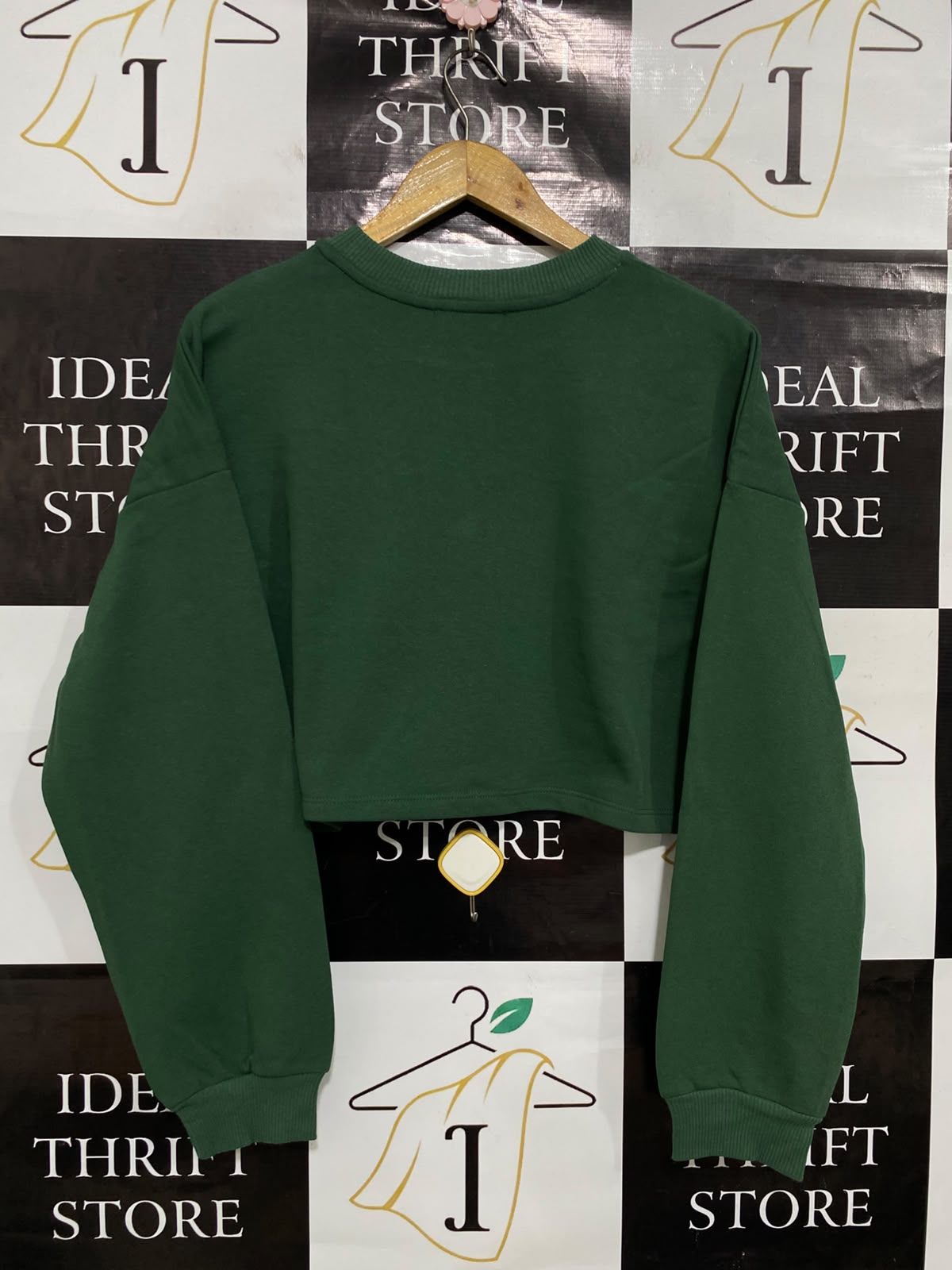 PRIMARK |XS| BUST 21| A38| FOREST GREEN CROPPED TENNIS CLUB SWEATSHIRT