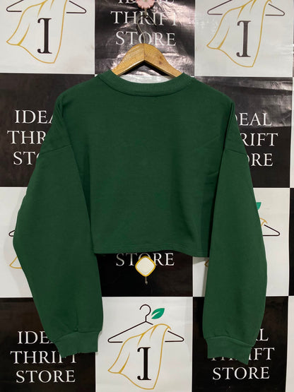 PRIMARK |XS| BUST 21| A38| FOREST GREEN CROPPED TENNIS CLUB SWEATSHIRT