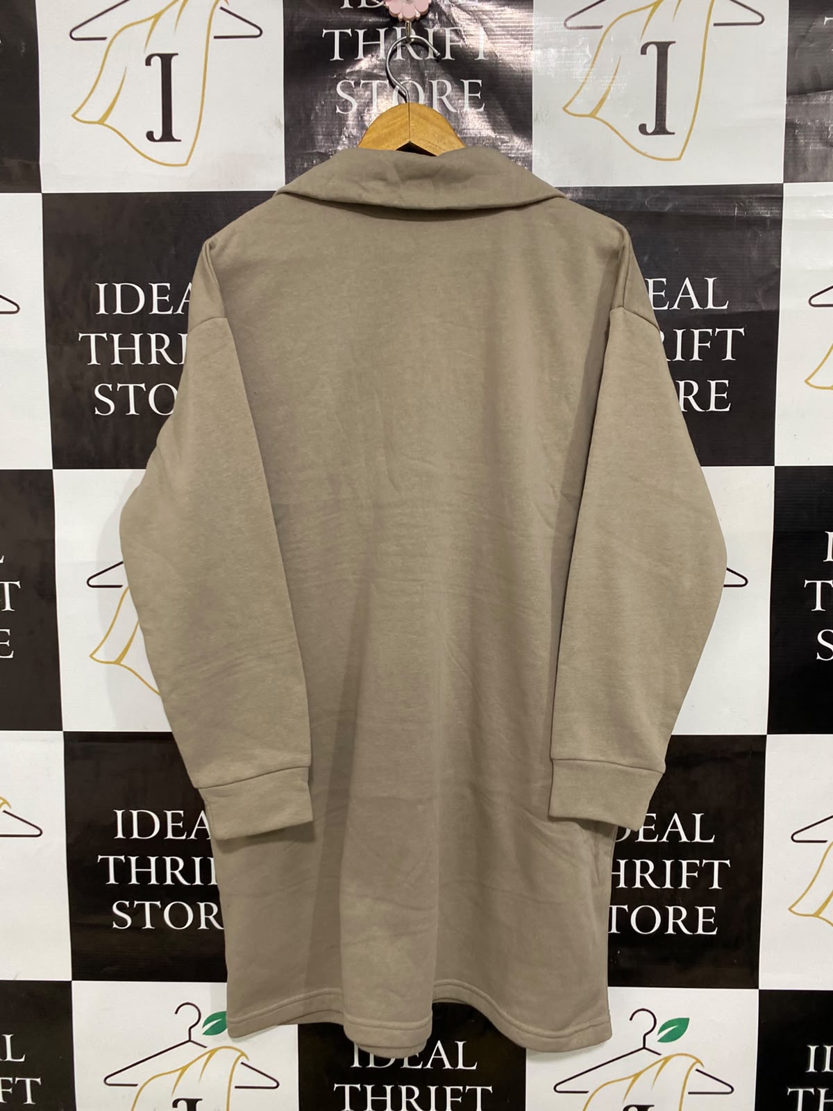 H&M |S| BUST 23| A38| BEIGE HALF-ZIP FLEECE SWEATSHIRT DRESS