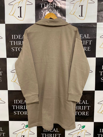 H&M |S| BUST 23| A38| BEIGE HALF-ZIP FLEECE SWEATSHIRT DRESS