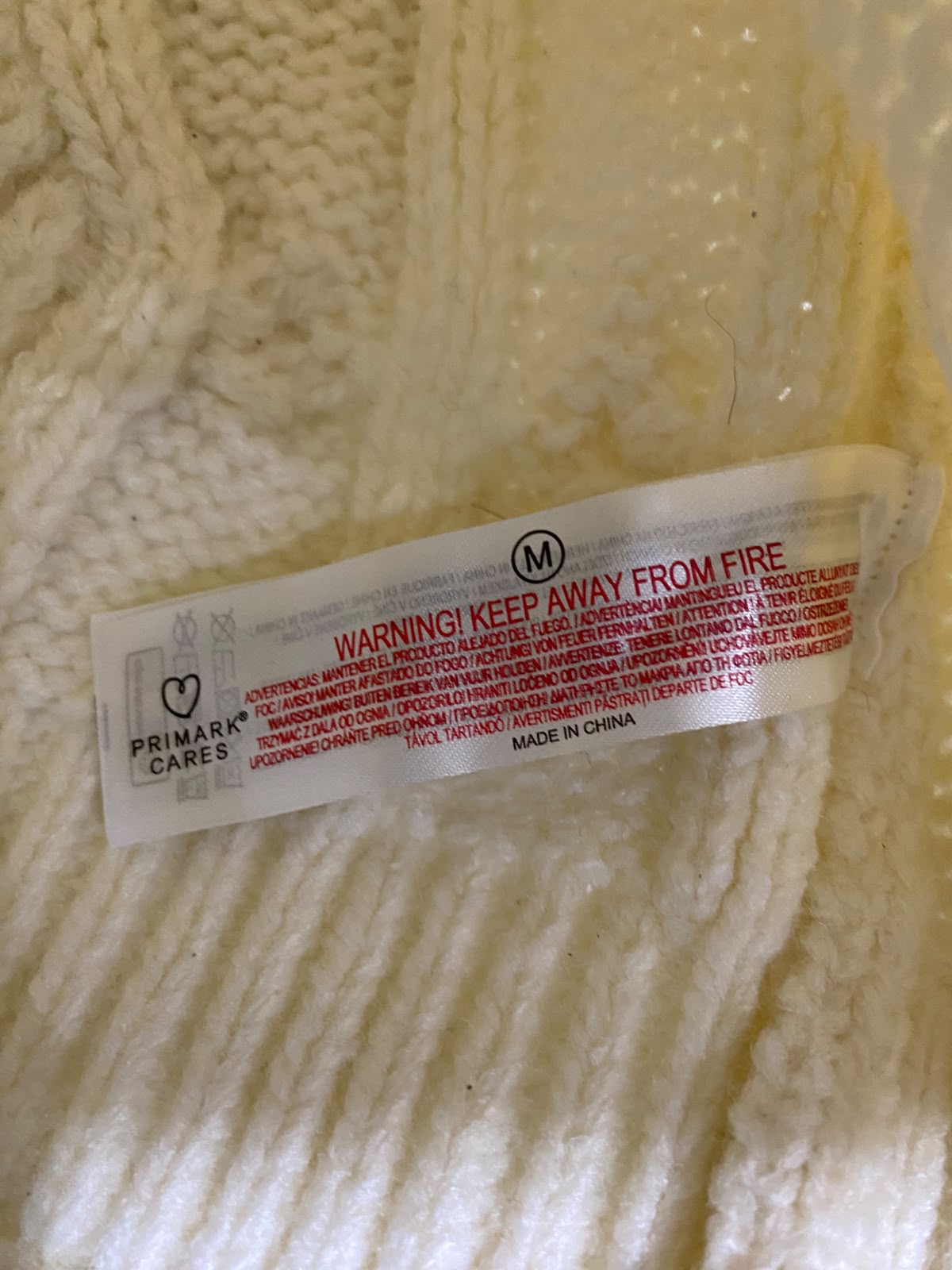 PRIMARK CARES |M| BUST 20| A38| CREAM CABLE-KNIT CROPPED SWEATER
