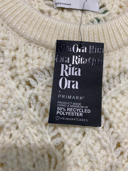 PRIMARK CARES |M| BUST 20| A38| CREAM CABLE-KNIT CROPPED SWEATER