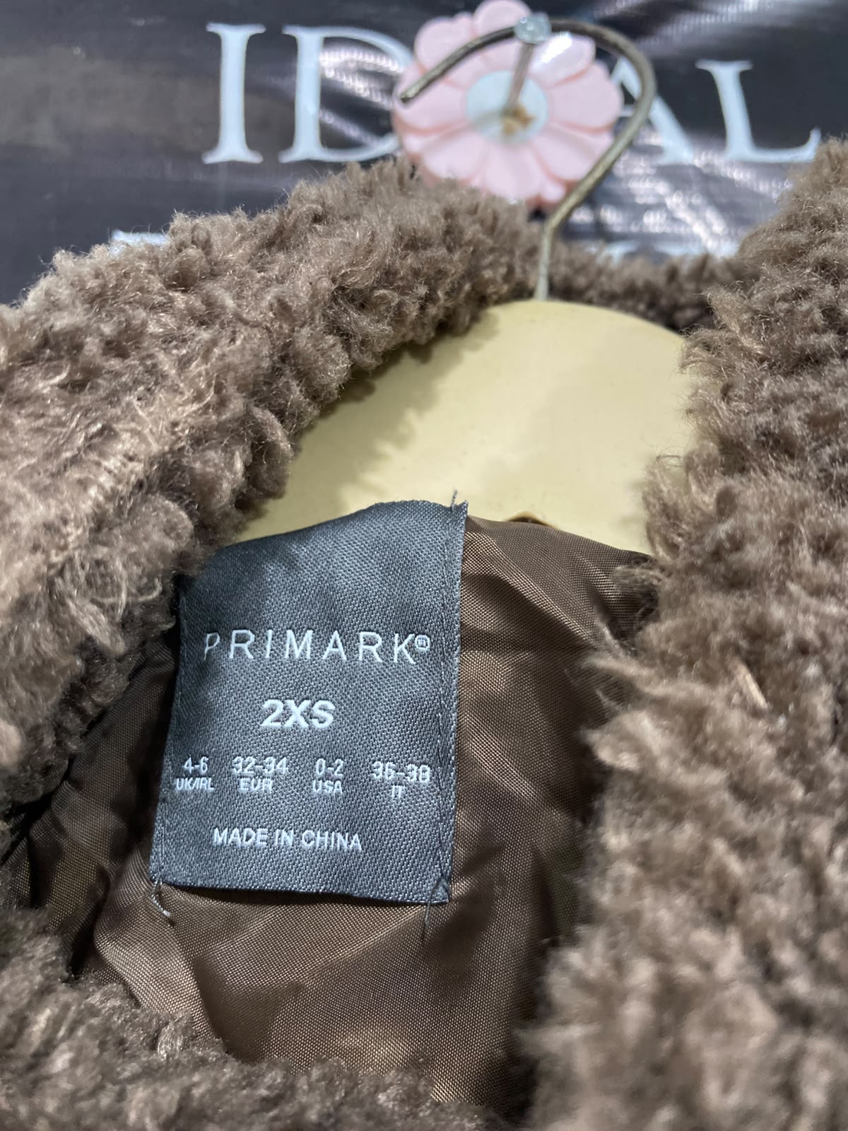 PRIMARK |XS| BUST 20| A38| BROWN SHERPA FLEECE HOODED ZIP-UP JACKET