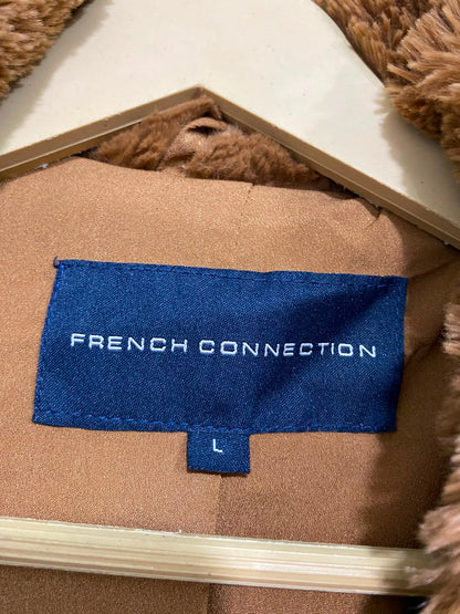 FRENCH CONNECTION |L| BUST 23| A38| CARAMEL PLUSH FAUX-FUR DOUBLE-BREASTED COAT