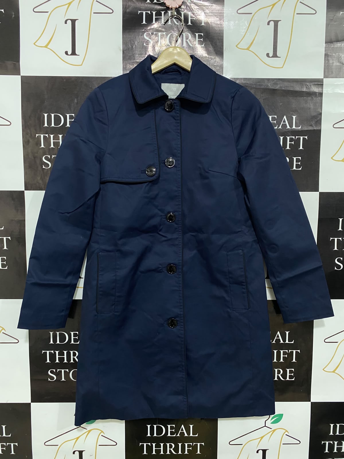 H&M |S| BUST 18| A38| NAVY BLUE UTILITY TRENCH COAT