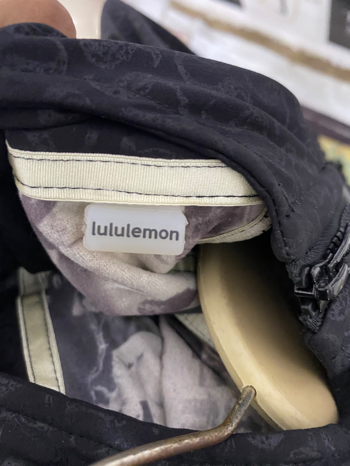 LULULEMON |S| BUST 16| BLACK MONOGRAM ALL-OVER PRINT HOODED LONGLINE ZIP-UP COAT