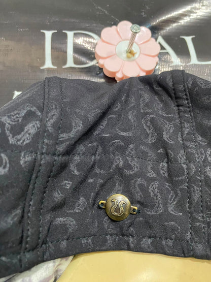 LULULEMON |S| BUST 16| BLACK MONOGRAM ALL-OVER PRINT HOODED LONGLINE ZIP-UP COAT