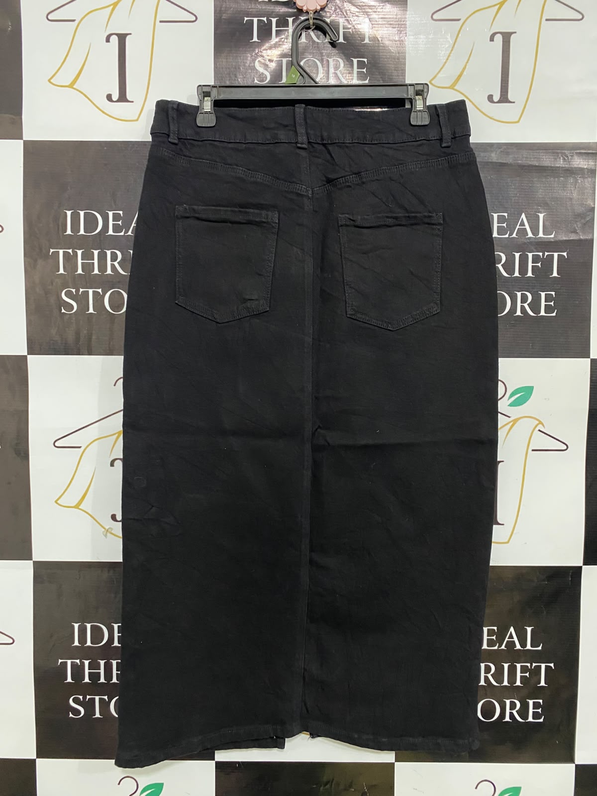 ANKO |L| WAIST 32| A38| BLACK DENIM MIDI UTILITY SKIRT