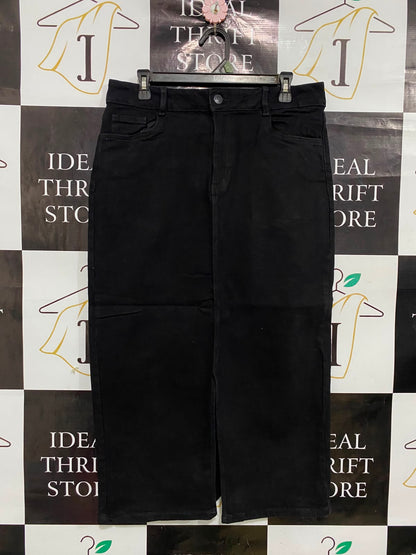 ANKO |L| WAIST 32| A38| BLACK DENIM MIDI UTILITY SKIRT