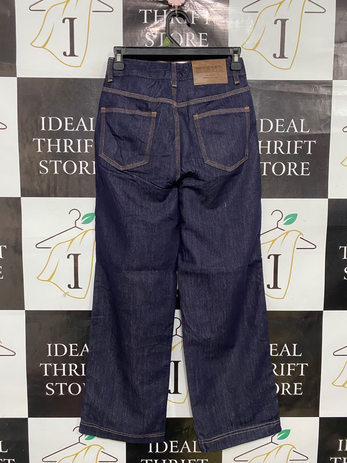 DESIGNER |XS| WAIST 24| A38| DARK INDIGO WIDE-LEG UTILITY DENIM JEANS