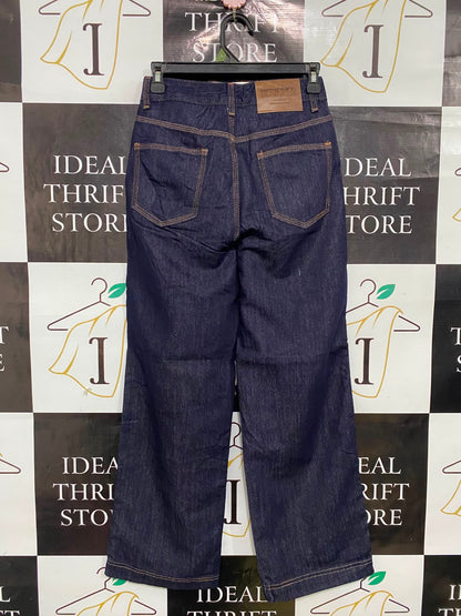 DESIGNER |XS| WAIST 24| A38| DARK INDIGO WIDE-LEG UTILITY DENIM JEANS