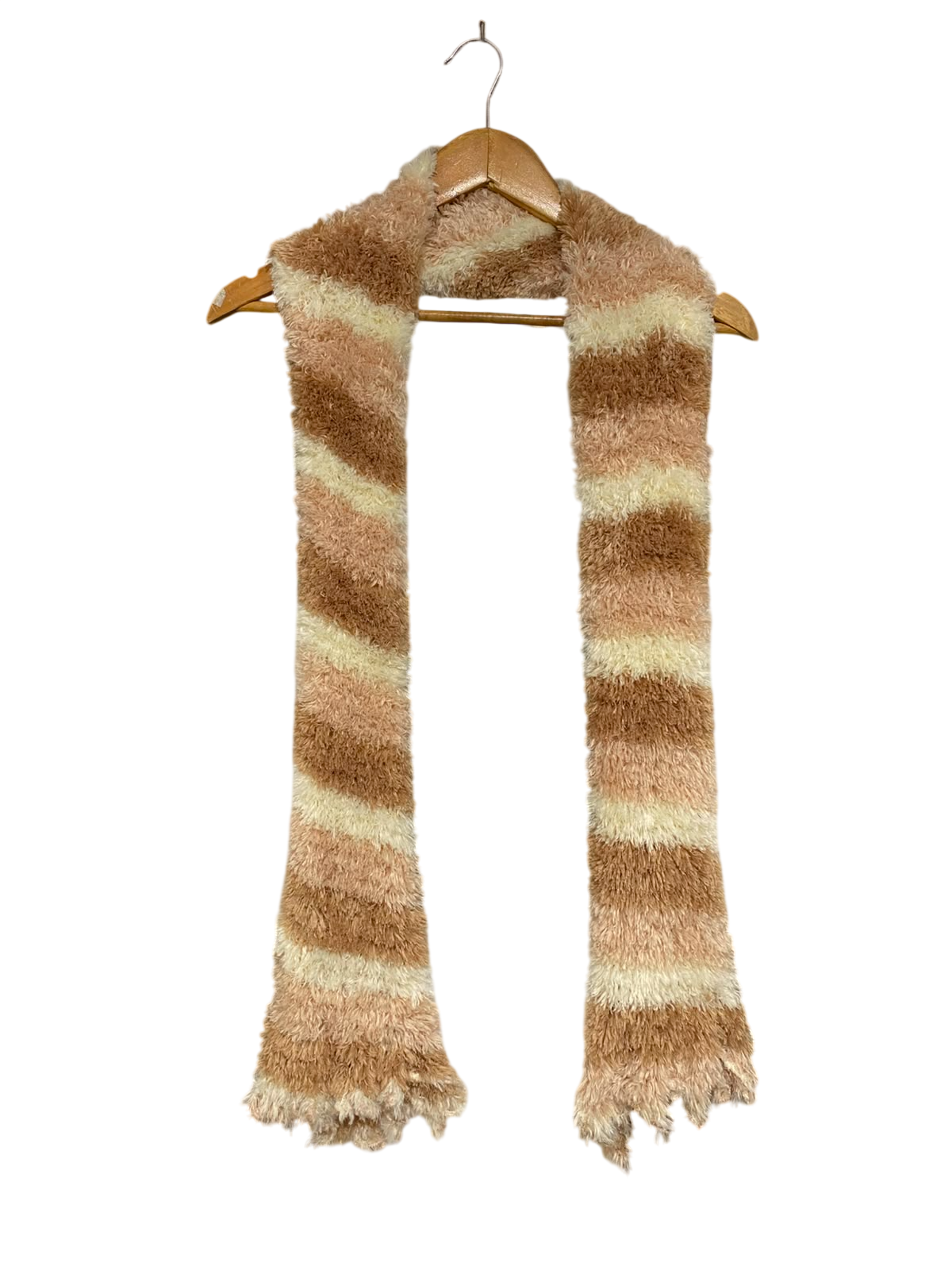 MINI & MAX |A40| BROWN STRIPED FLUFFY WINTER UTILITY SCARF