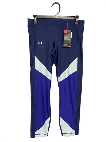 UNDER ARMOUR |L| WAIST 28| A40| NAVY AND BLUE COLOUR-BLOCK PERFORMANCE UTILITY LEGGINGS
