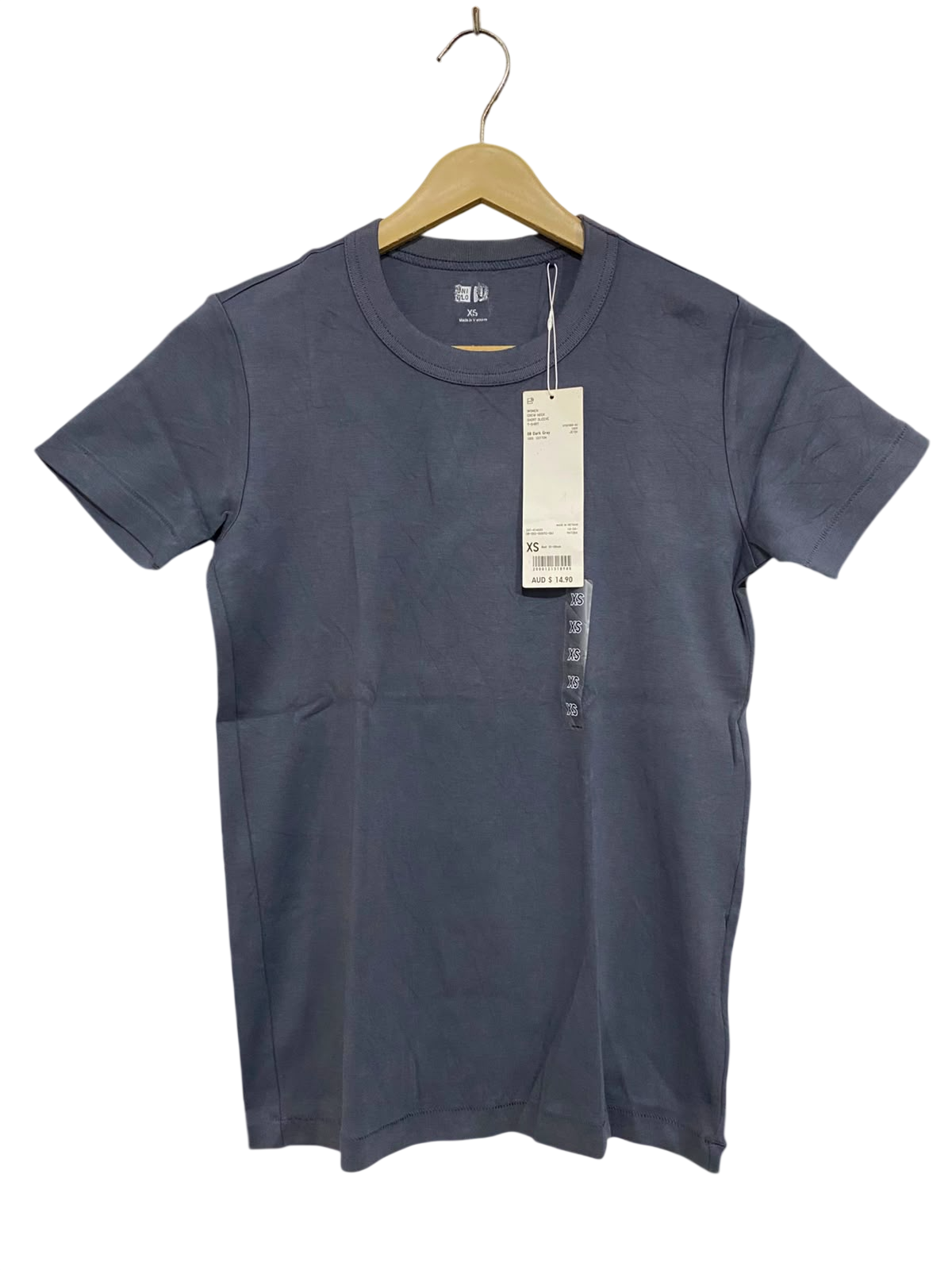 UNIQLO |XS| BUST 16| A40| SLATE BLUE RIBBED CREWNECK UTILITY T-SHIRT