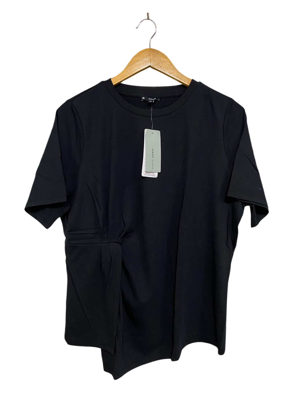 TARGET WOMAN |XL| BUST 28| A40| BLACK ASYMMETRIC GATHERED UTILITY T-SHIRT