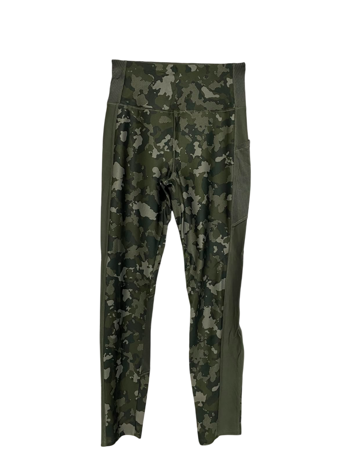 DOMYOS |XXS| WAIST 20| A40| GREEN CAMO PANELLED PERFORMANCE UTILITY LEGGINGS