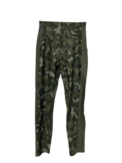 DOMYOS |XXS| WAIST 20| A40| GREEN CAMO PANELLED PERFORMANCE UTILITY LEGGINGS