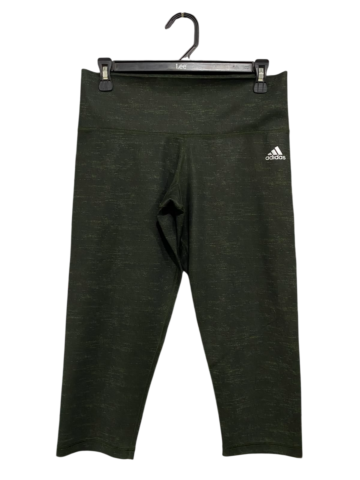 ADIDAS |M| WAIST 28| A40| OLIVE GREEN HEATHERED PERFORMANCE CROPPED LEGGINGS