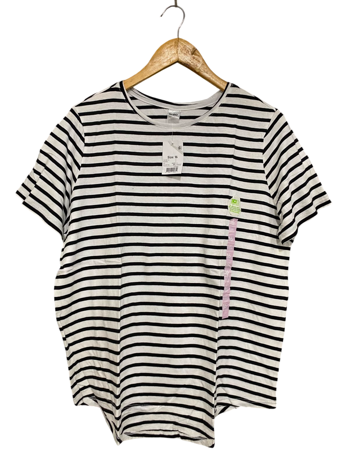 ANKO |L| BUST 21| A40| BLACK AND WHITE STRIPED TENCEL UTILITY T-SHIRT