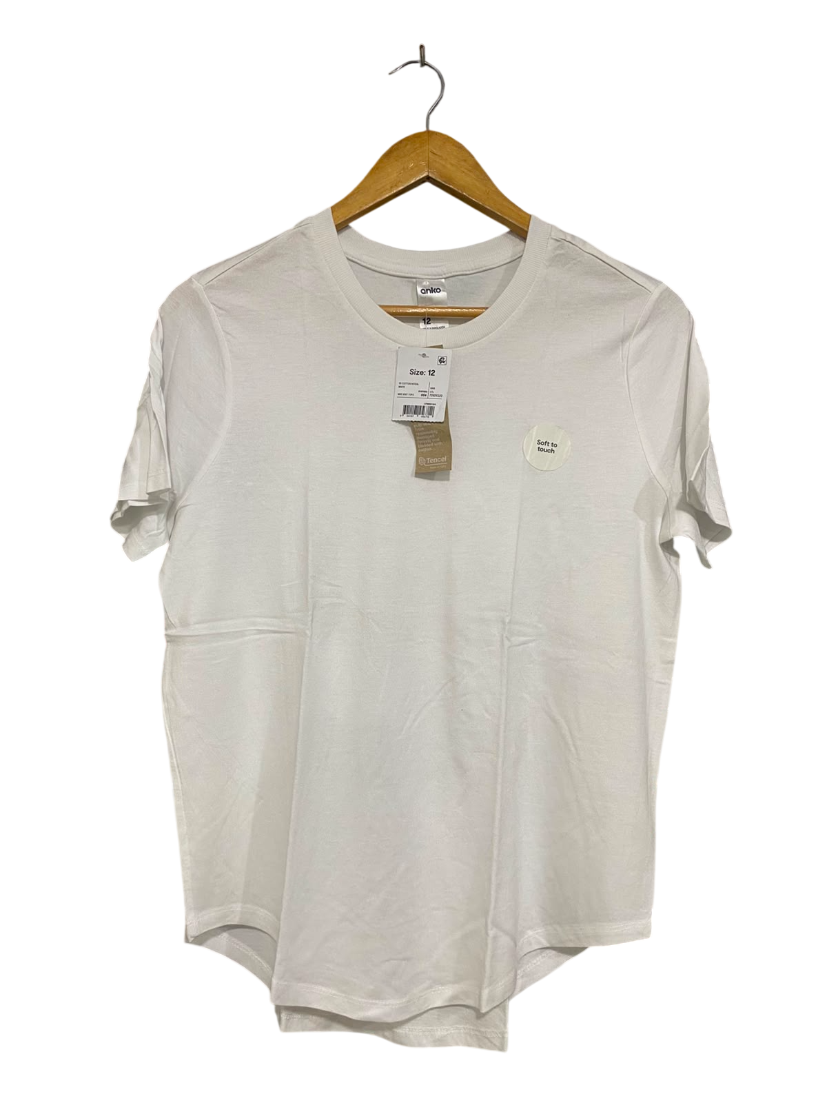 ANKO |M| BUST 19| A40| WHITE SOFT-TOUCH TENCEL ESSENTIAL UTILITY T-SHIRT