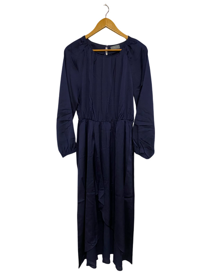 TOKITO |M| BUST 18| A41| NAVY BLUE SATIN LONG-SLEEVE UTILITY MIDI DRESS