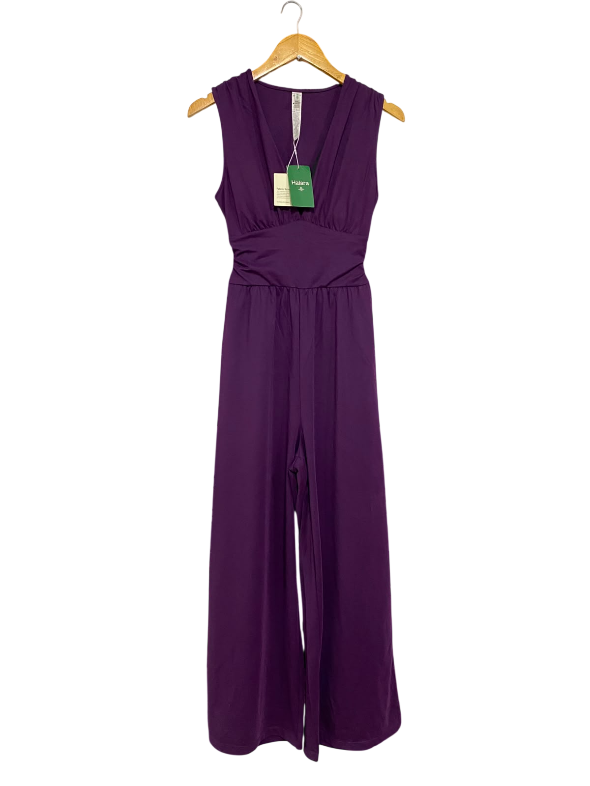 HALARA |S| BUST 15| A41| PURPLE V-NECK SLEEVELESS UTILITY WIDE-LEG JUMPSUIT