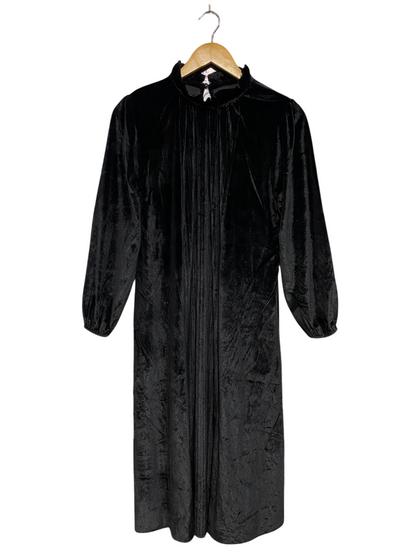 |S| BUST 17| A41| BLACK VELVET HIGH-NECK LONG-SLEEVE UTILITY MIDI DRESS