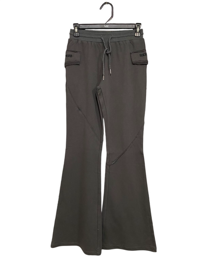|XS| WAIST 25| A40| CHARCOAL GREY FLARED UTILITY CARGO SWEATPANTS