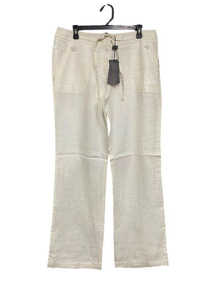 DAVID LAWRENCE |XL| WAIST 34| A40| CREAM LINEN DRAWSTRING UTILITY TROUSERS