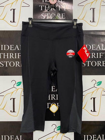 FILA |L| WAIST 29| A40| BLACK CROPPED PERFORMANCE UTILITY LEGGINGS