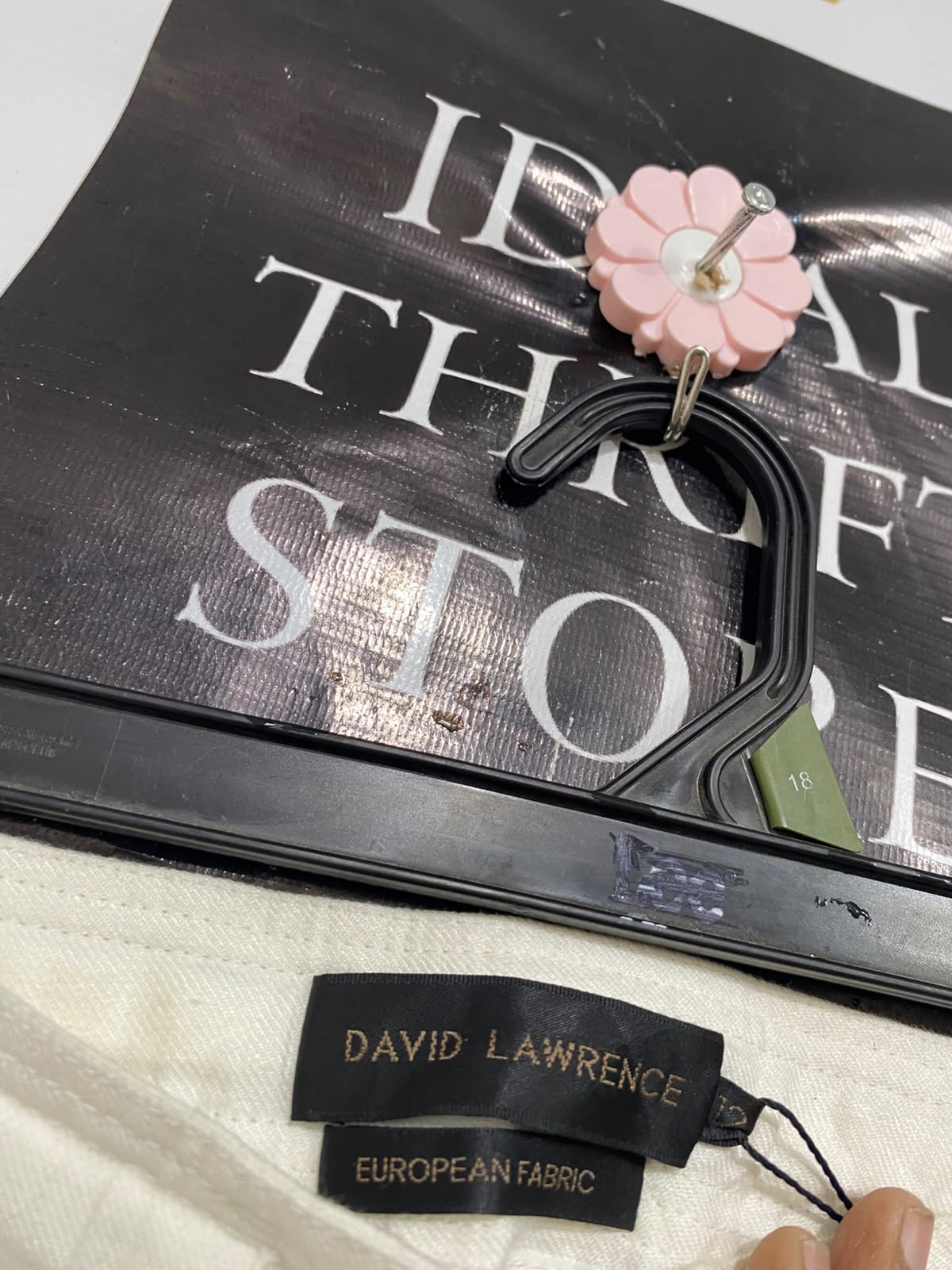 DAVID LAWRENCE |XL| WAIST 34| A40| CREAM LINEN DRAWSTRING UTILITY TROUSERS