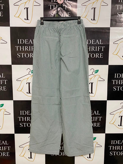 COTTON ON |XS| WAIST 24| A40| GREEN STRIPED COTTON LOUNGE UTILITY PANTS