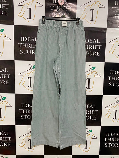 COTTON ON |XS| WAIST 24| A40| GREEN STRIPED COTTON LOUNGE UTILITY PANTS