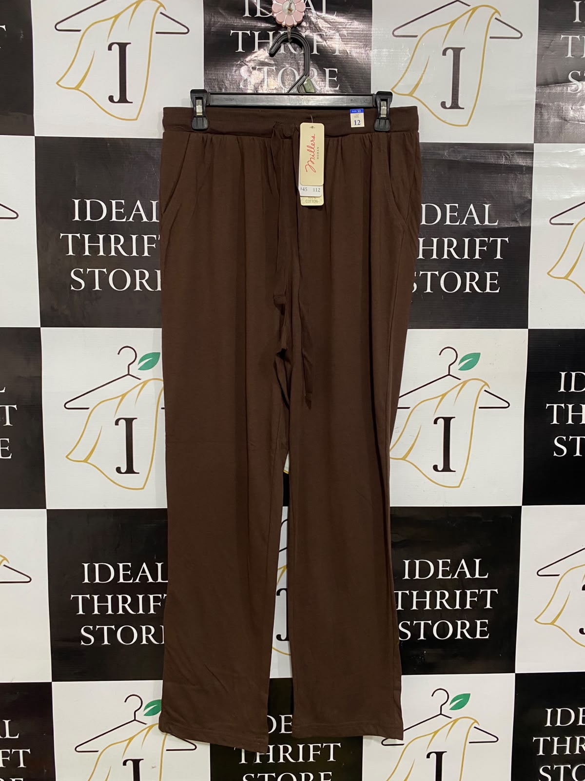 MILLERA |M| WAIST 28| A40| BROWN COTTON DRAWSTRING LOUNGE UTILITY PANTS
