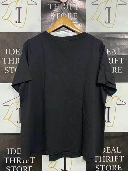 BLOOMCHIC |M| BUST 22| A39| BLACK V-NECK UTILITY T-SHIRT