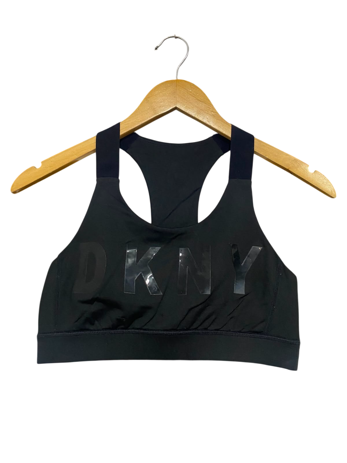 DKNY |S| BUST 13| A41| BLACK GLOSS LOGO ATHLETIC UTILITY SPORTS BRA